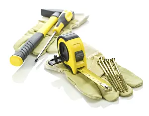 Handicraft Tools Prints: Set of tools on gloves