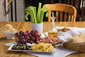 Wine And Cheese Pairing Prints: Set of various appetizers for wine