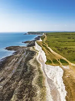Seven Sisters Cliffs Prints: Seven Sisters Cliffs from a drone