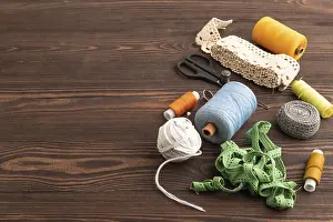 Handicraft Supplies Prints: Sewing accessories: scissors, thread
