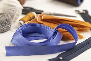 Studio Photography Props Prints: Sewing accessories: scissors, thread