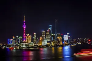 Pudong Skyline At Night Prints: Shanghai