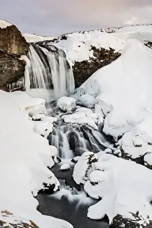 Snowy Waterfall Iceland Prints: Sheep's Waterfall at Snow