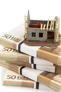 Construction Site Images Prints: Shell construction on euro banknotes