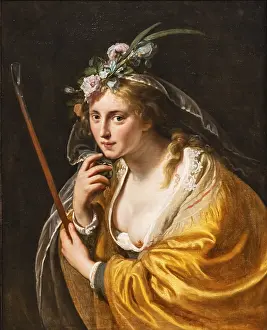 Images Dated 1st April 2024: A Shepherdess Print, Oil on Canvas