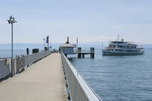 Central Europe Lake Constance Region Prints: Ship pulls up to the jetty, Immenstaad
