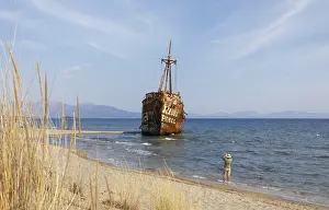 Peloponnese Coastline Prints: Shipwreck, stranded coaster Dimitrios