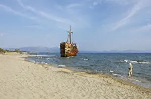 Southeast Europe Beaches Prints: Shipwreck, stranded coaster Dimitrios