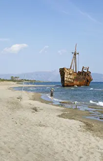 Peloponnese Coastline Prints: Shipwreck, stranded coaster Dimitrios