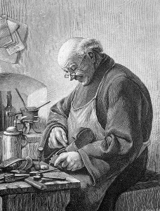 Central Europe Handicrafts Prints: Shoemaker in his workshop, 1880