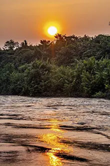 Prints of Sidearm of the Congo river at sunset, DR Congo Related Prints: Sidearm of the Congo River Print at Sunset, DR Congo