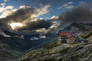 Atmospheric European Scene Prints: Siegerlandhutte with dramatic cloudy sky