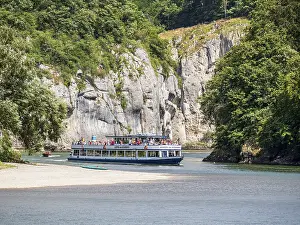 Germany Tourism Prints: Sightseeing boat on river Danube