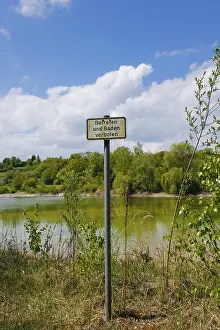 Prohibition Sign Germany Prints: Sign entry and bathing prohibited