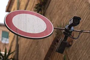 Siena Italy Prints: Sign no through, camera, traffic control