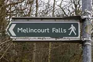 Welsh Nature Reserves Prints: Signpost points to the waterfall