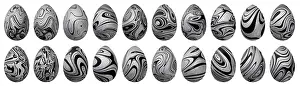 Easter Traditions And Customs Prints: Silver Easter Eggs Set, Silver trendy style eggs Set