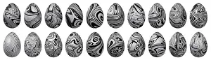 Colorful Easter Traditions Prints: Silver Easter Eggs Set, Silver trendy style eggs Set