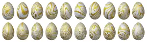 Colorful Easter Traditions Prints: Silver and gold Easter Eggs Set