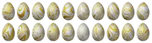Colorful Easter Traditions Prints: Silver and gold Easter Eggs Set