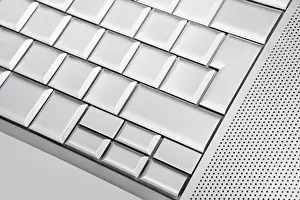 Photorealistic Artwork Prints: Silver Keyboard Print - Empty Button Detail
