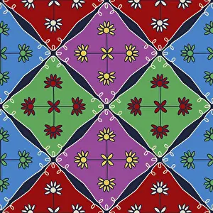 Decorative Geometric Pattern Prints: Simple geometric vector seamless pattern with flowers