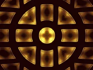 Abstract Computer Generated Image Prints: Simple golden tech or esoteric background - abstract computer-generated image