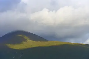 Scottish High Country Landscapes Prints: A single mountain covered by clouds