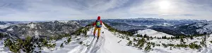 Alpine Lake Scenery Prints: Ski tourer at the summit of Simetsberg