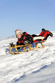 European Winter Scenes Prints: Sledding