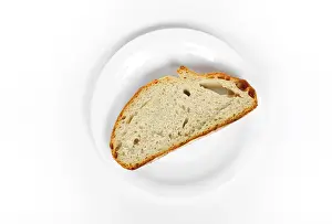 Food Studio Shot Prints: A slice of bread on a plate