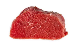 Studio Shot Of Beef Prints: Slice of a raw beef filet