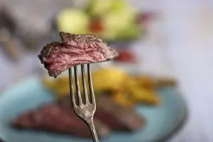 Empty Plate Steak Prints: Slice of steak on a fork