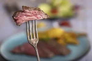 Meat Dish Images Prints: Slice of steak on a fork