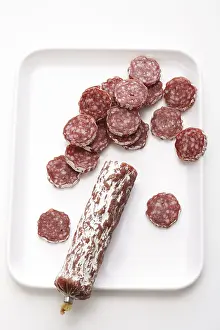Meat Product Photography Prints: Sliced salami