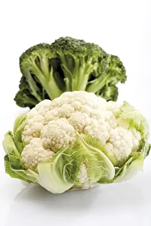 Studio Shot Vegetables Prints: Small cauliflower and broccoli