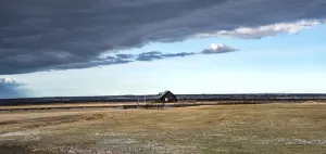 Cloudy Horizon View Prints: Small detached house, solitude