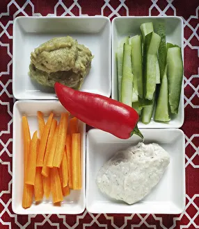 Fruit And Vegetable Grocery Prints: Small plates with vegetables
