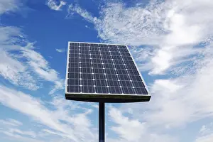 Solar Panel Prints: Small Solar Panel against a cloudy blue sky
