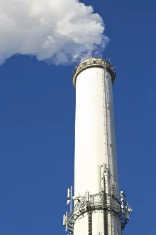 Ecofriendly Energy Production Prints: Smoking industrial chimney, stack