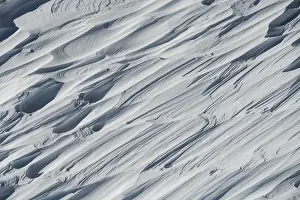 Snowy Mountain Landscape Prints: Snow surface with structures, shaped by the wind