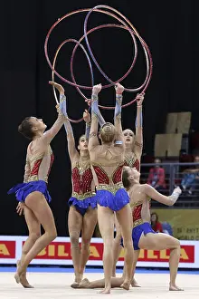 Prints of Sofia, Bulgaria - 15 September, 2018: Team Hungary performs during The 2018 Rhythmic Gymnastics World Championships. Group tournament Sofia Prints: Rhythmic Gymnastics Print - Sofia, Bulgaria 2018