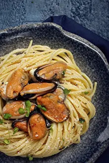 Seafood Spaghetti Dish Prints: Spaghetti with mussels, without shell
