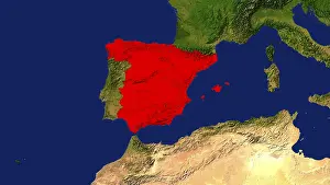 Prints of Spain coloured red Map Prints: Red Spain Print from imageBROKER