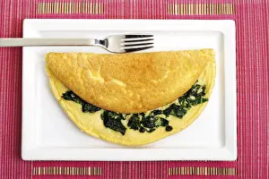 Studio Shot Of Breakfast Prints: Spinach omelet