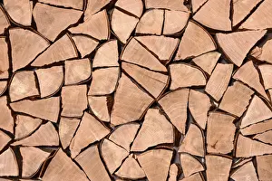 Wooden Structure Texture Prints: Split firewood as wall cladding, Switzerland