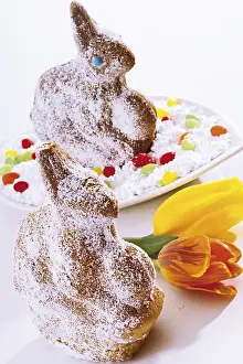 Sweet Easter Treats Prints: Sponge cakes in the shape of Easter bunnies