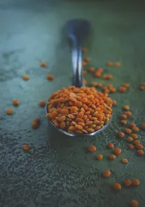 Gourmet Food Presentation Prints: A spoon rests on a textured surface
