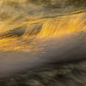 Beach Sunset Prints: Spray, waves on the beach, sunset