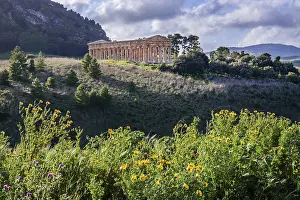 Temple Of Segesta Prints: Spring landscape with the temple of Segesta